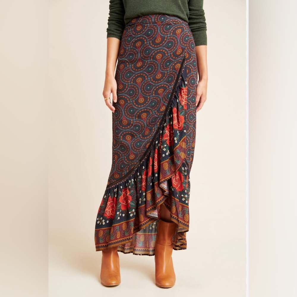 FARM RIO ANTHROPOLOGIE Cordoba Wrap Maxi Skirt, Size S, NWOT